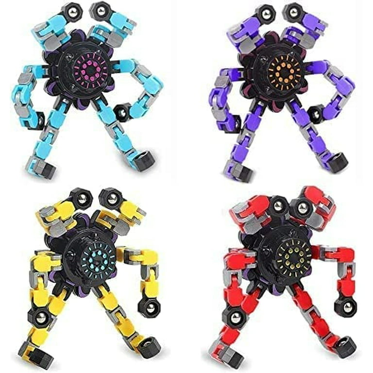 Pudcoco Transformable Fidget Spinners Adult Kid Fingertip Mechanical  Spinning Top Toy Set Stress Relief Gyro Spin Toy Fidget Robot One Color,  4pcs