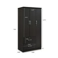 Hodedah 3 Door Bedroom Armoire with Drawers, Chocolate