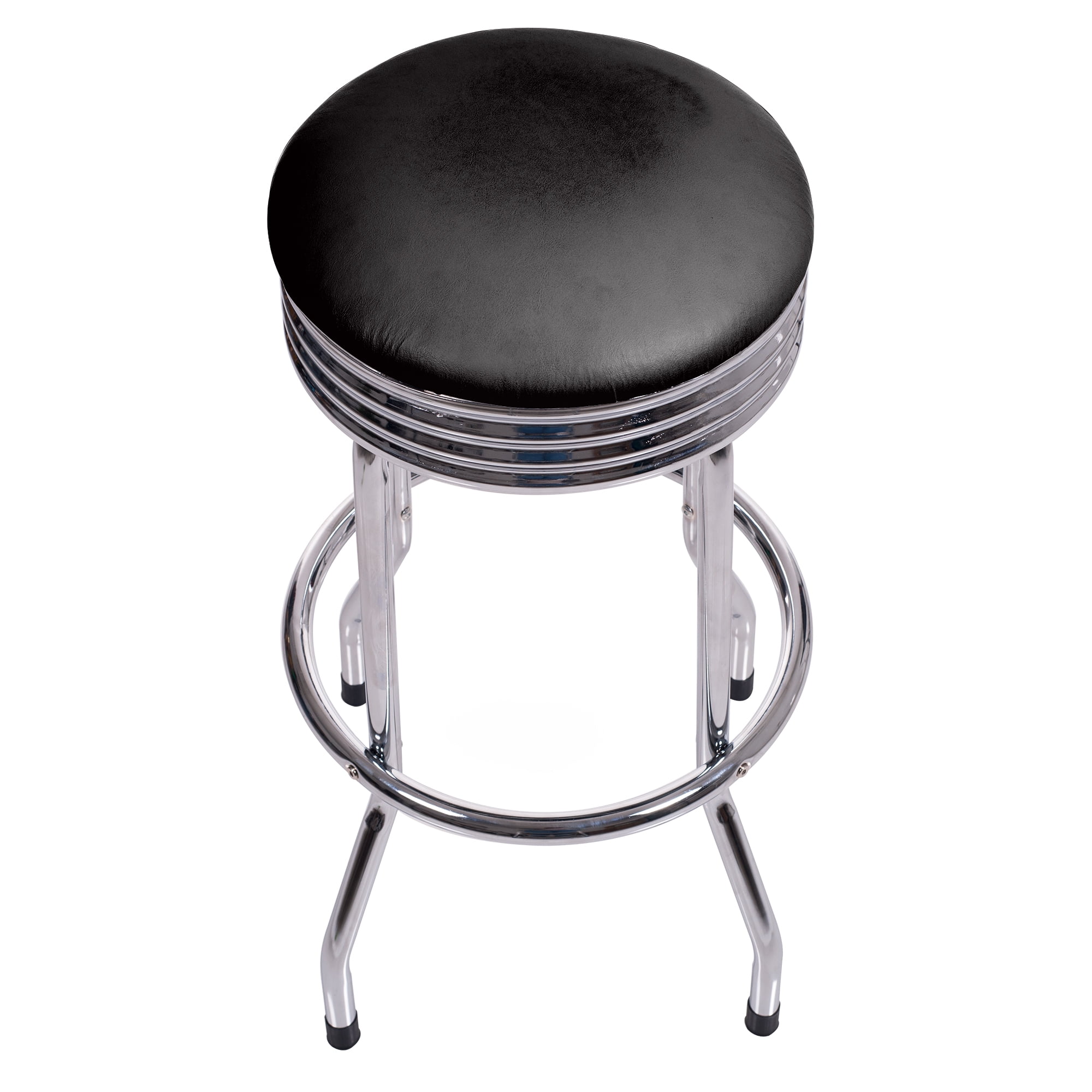Retro Bar Stool with Swivel Seat  Round Chrome Barstool with Foam Padding and Vinyl Cover for Diners, Workshops, and Pubs by Weymouth Home