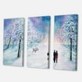thumbnail image 3 of Designart ' Couple In Love Walks During Snowy Winter Times ' Traditional Canvas Wall Art Print, 3 of 3