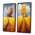 thumbnail image 3 of Designart "Country Road Amidst Golden Blossoms II" Meadow Framed Wall Art Set Of 2 - Traditional Yellow Gallery Wall Frame Set For Home Decor, 3 of 6