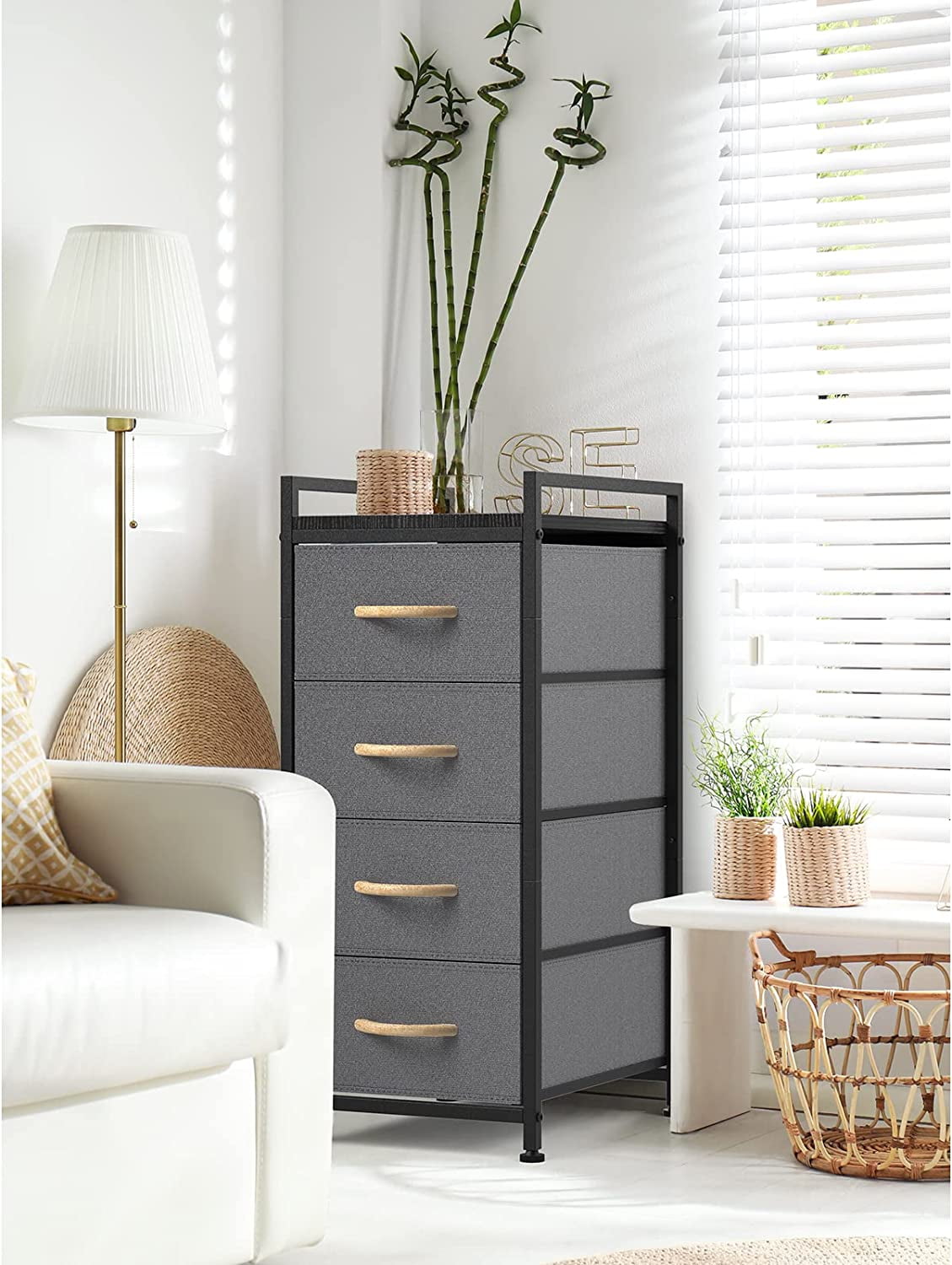 Oumilen Adult 4 Tier Drawer Closet Organizer Tower Clothing Storage Drawers, Gray