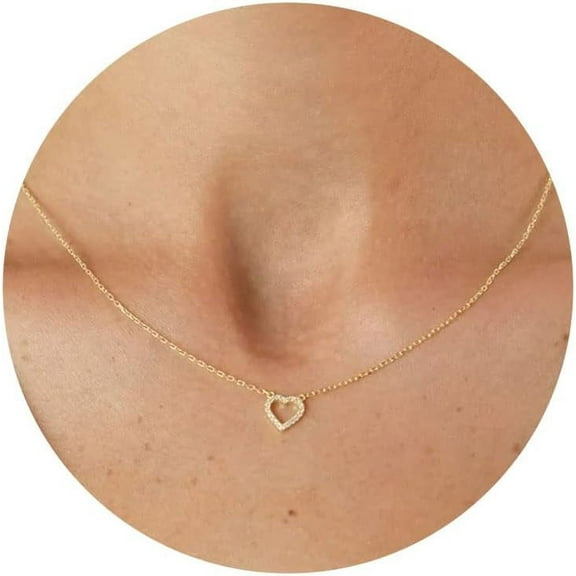 Diamond Necklaces for Women, Dainty Gold Necklace 14K Gold Plated Layered Necklace Simple CZ Diamond Gold Necklace for Women Trendy Jewelry Gifts for Girlsu2026