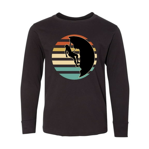 Inktastic Rock Climbing Mountain Climber Silhouette Long Sleeve Youth T-Shirt