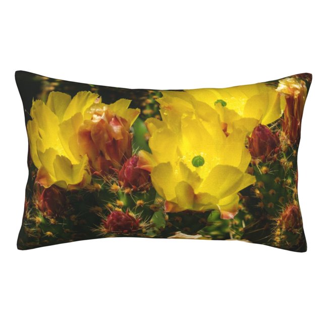 Fotbe Cactus Flowers Funda de Almohada Decorativa Estilo Occidental, Lujo en Algodón, Fundas para Almohadas King, Cojín Estampado para Decoración del Hogar-20"x30"