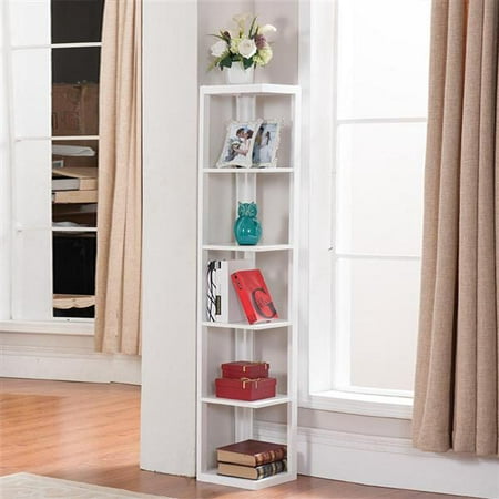 Yaheetech 5 Tier Finish Wood Wall Corner Shelf Slim Bookshelf