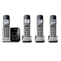 Panasonic Cordless Phone with Digital Answering Machine, Advanced Call Block, 4 Handsets- KX-TG3824S