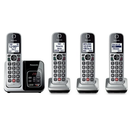 Panasonic Cordless Phone with Digital Answering, Call Block & 4 Handsets KX-TG3824S