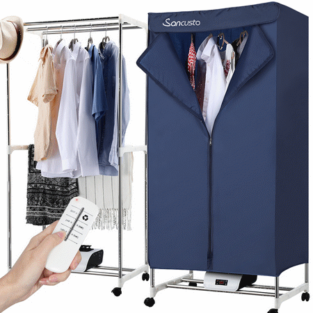 Electric Clothes Dryer Portable 1000W Warm Air Drying Wardrobe with Remote Control Indoor Drying Rack Clothing Heater, Deep (Best Way To Air Dry Clothes Indoors)