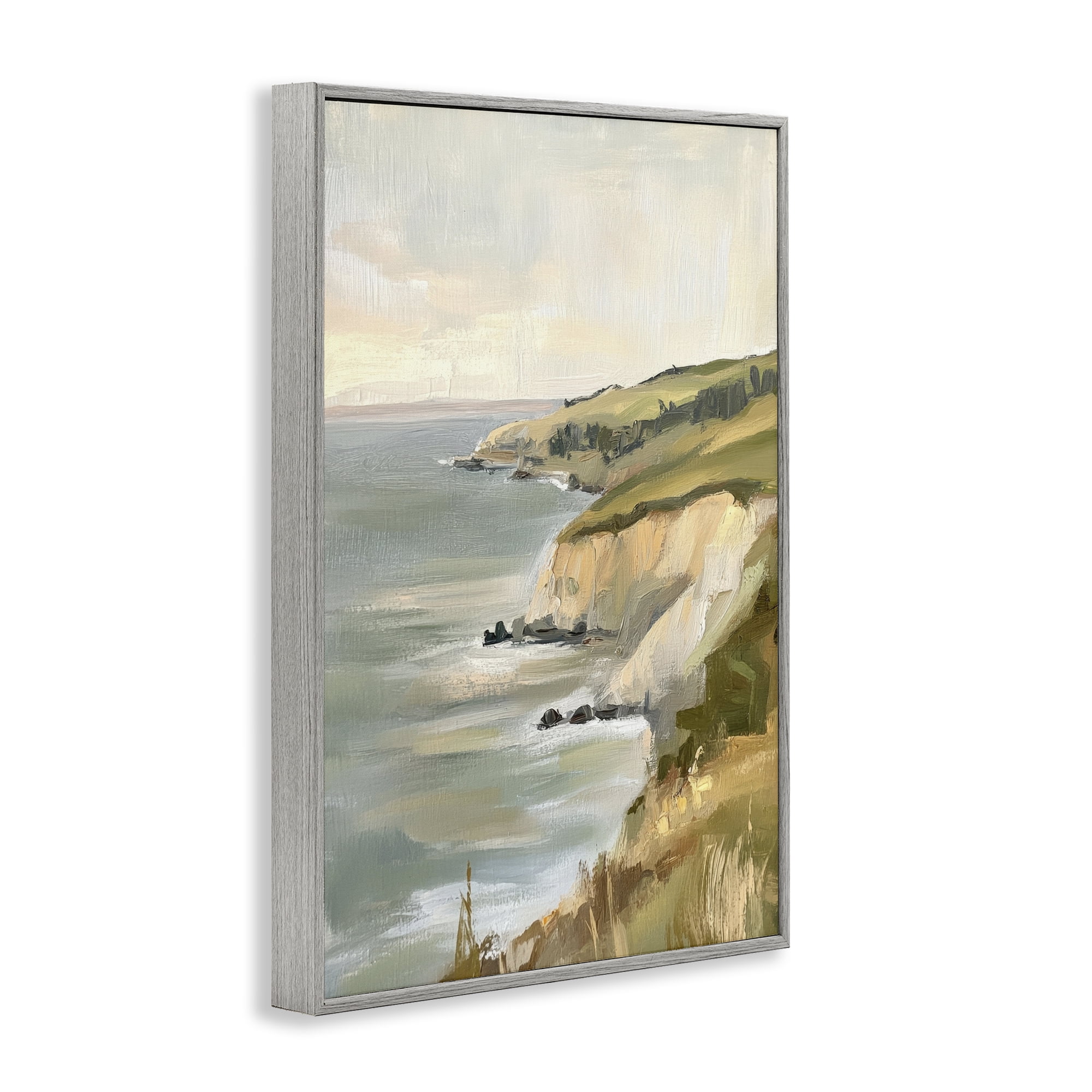 Stupell Industries Cliffs Off The Sea Gray Framed Giclee Art, design by Petal Prints Design