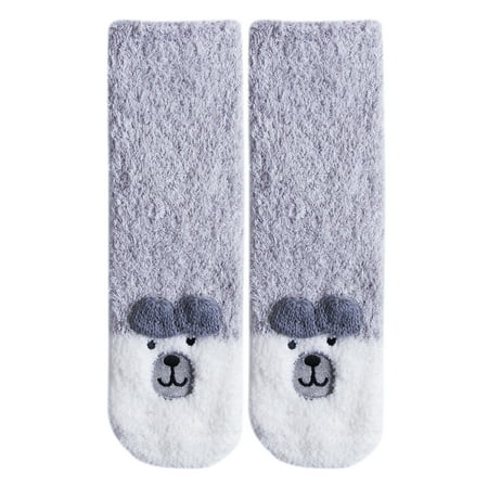 

Biekopu Christmas Santa Warm Winter Socks Animal Coral Fleece Soft Home Floor Slipper Thicken Plus Velvet Bed Hose
