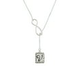 thumbnail image 2 of Delight Jewelry Silvertone Pebble Border Initial - V Silver tone Elegant Infinity Lariat Necklace, 2 of 4