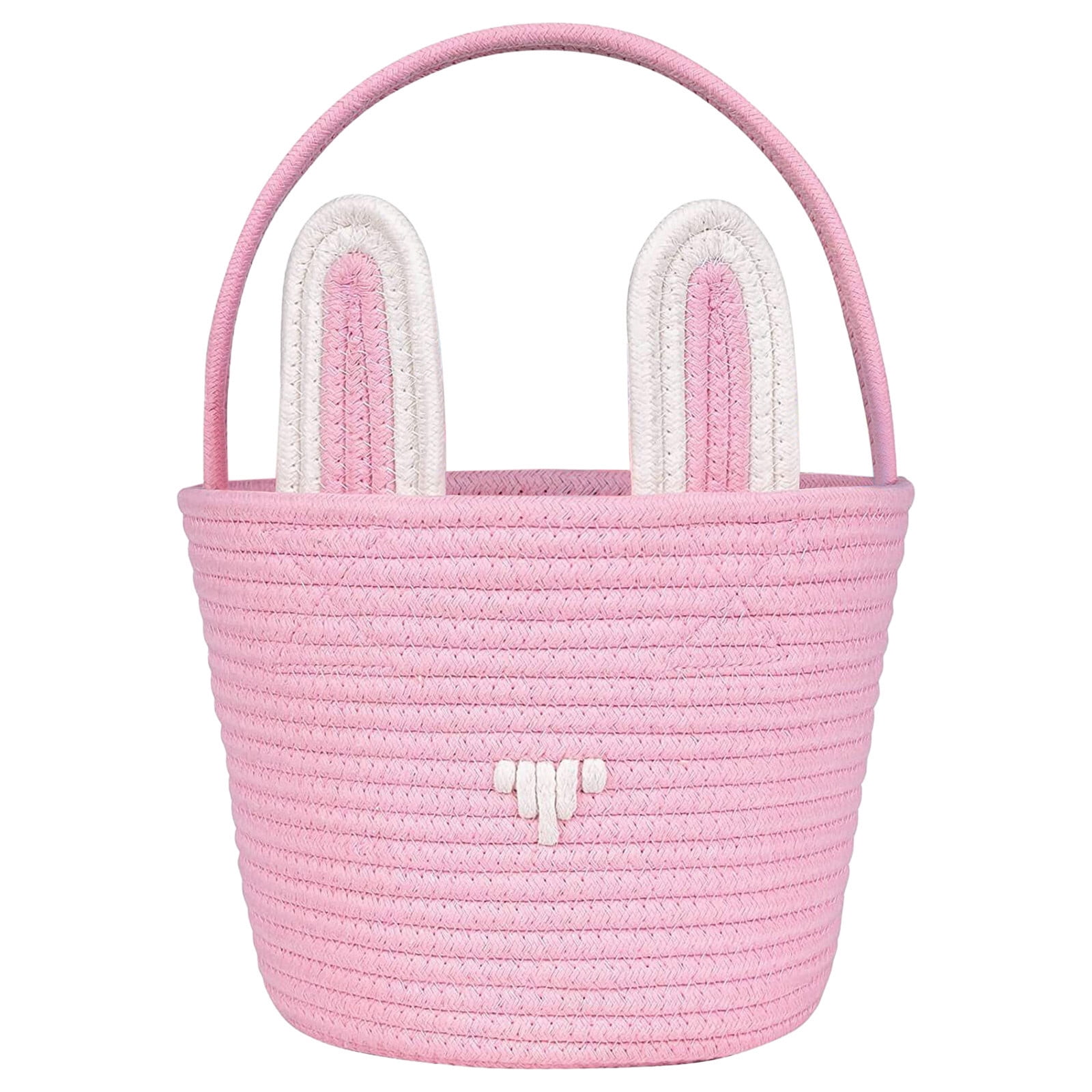 kladzum Easter Basket with Handle Kids Bunny Easter Baskets Easter Bunny Bucket Tote for Easter Eggs Hunts Decorations Candy Gifts Storage Basket
