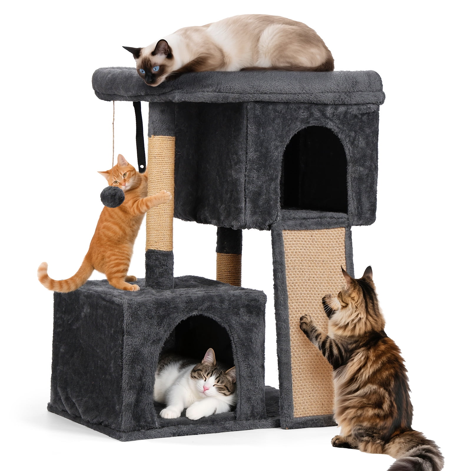ZephyPaws 36in Cat Tree for Large Adult Cats,Cat Tower Condo with Extra Large Perch,Scratching Posts for Kittens Indoor Cats,Gray