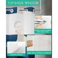 thumbnail image 4 of No Hook Shower Curtains with Snap in Liner, Vintage Blue Geometric Waterproof Fabric Shower Curtain, White Black Blue Abstract Double Layers & See-Through Top Window Bathroom Curtains 54''x78'', 4 of 6
