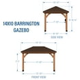 thumbnail image 3 of Backyard Discovery Barrington 14' x 10' Cedar Wood Gazebo, Galvanized Steel Roof, PowerPort, 3 of 13