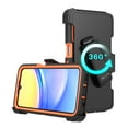 thumbnail image 2 of Hotpom Samsung Galaxy A15 5G Heavy Duty Shockproof Dustproof Phone Case with Black Belt Clip, Black and Orange, 2 of 5