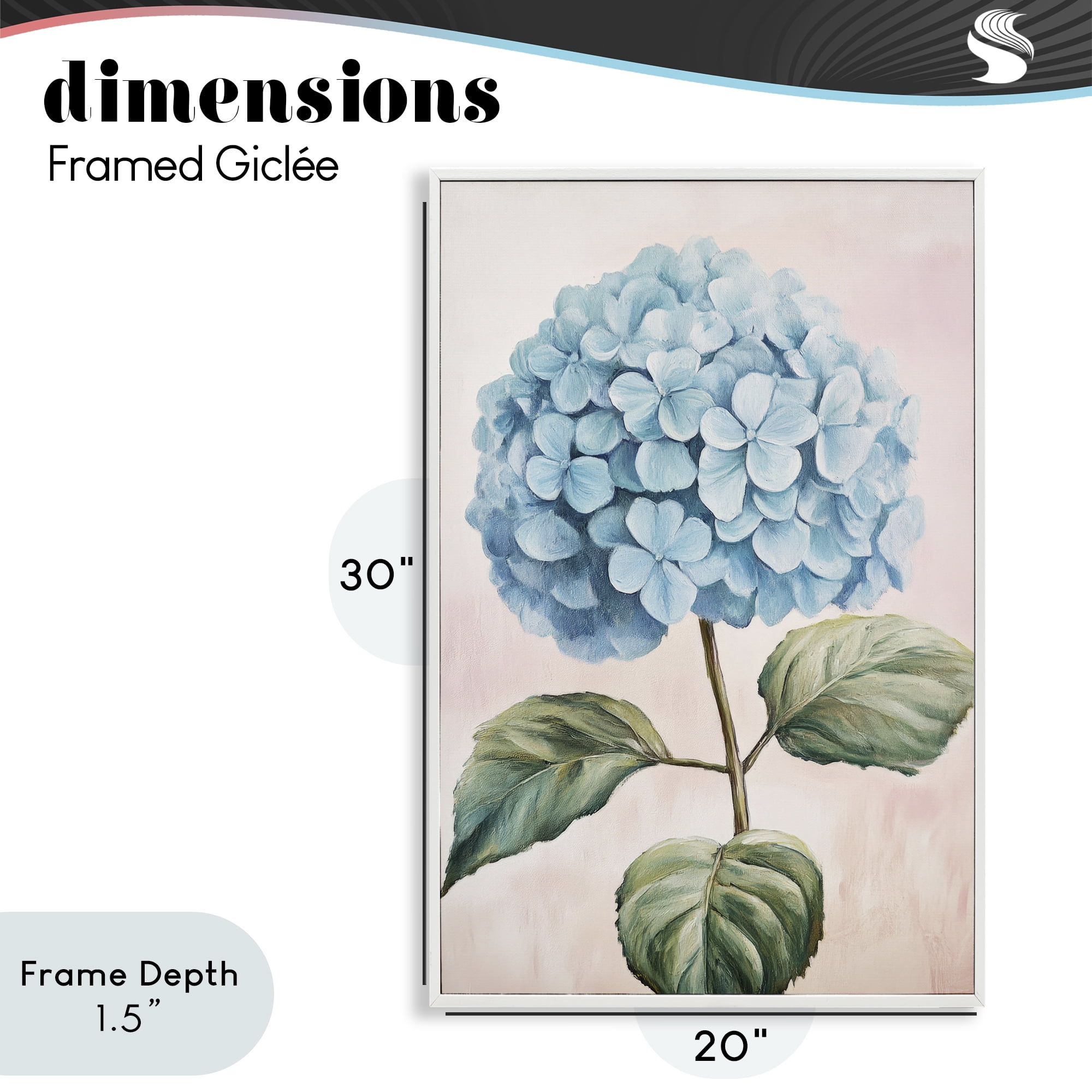 Stupell Industries Delicate Baby Blue Hydrangea White Framed Giclee Art, design by Petal Prints Design