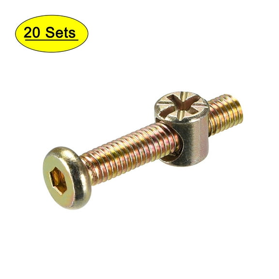 Uxcell M6x40mm Furniture Bolts Nut Set Phillips-Slotted Zinc Plated 20Sets
