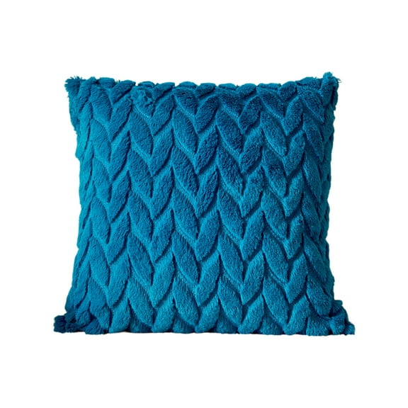 Embroidered Three-dimensional Leaf Throw Pillow Solid Color Soft Bedside Office Pillow Lumbar Pillow Cushion Cover Sofa Throw Pillow (Blue)