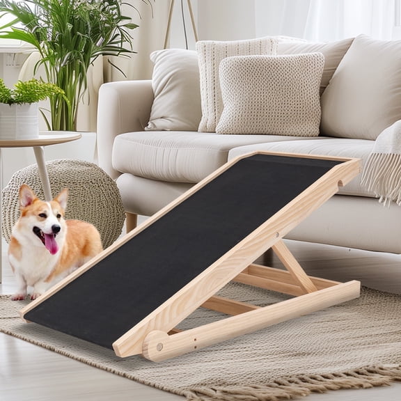 Lilypelle Foldable Pet Ramp for Small & Large dog,Adjustable Wood Dog Ramp with 4 Adjustable Heights of 13.7"-19.6" ,39.3"L X17.7"W,Yellow