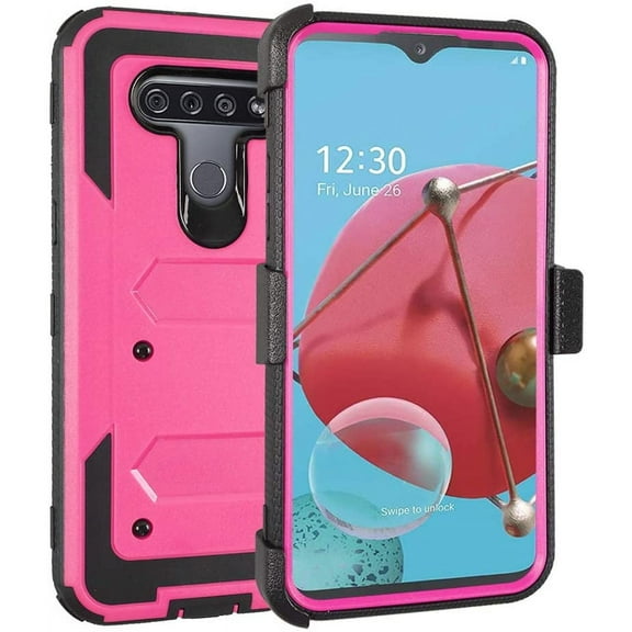 Soatuto for LG K51 Case, Q51 Case Built in [Screen Protector] [Full Body] [Heavy Duty Protection ] Shock Reduction Bumper Phone Case Cover for LG K51 / LG Q51(Pink)