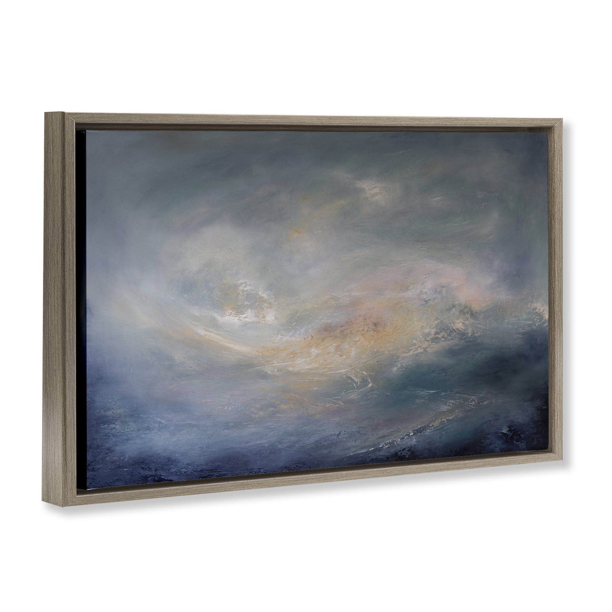 Stupell Industries Swirling Abstract Clouds Abstract Painting Brown Floater Framed Canvas Art Print Wall Art, 31 x 21