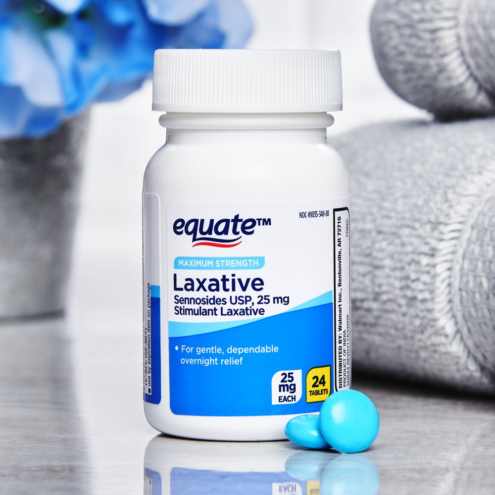 (4 Pack) Equate Maximum Strength Laxative Sennoside Tablets, 25 mg, 24