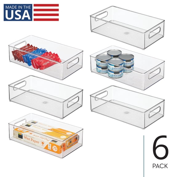 iDesign Plastic Stackable Fridge Bin with Handles, Set of 6, Clear, Made in USA