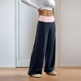 thumbnail image 2 of CAIXIA Women Fold Over Waist Cotton Stretch Flare Leg Boot Cut Yoga Pants Leggings, 2 of 6
