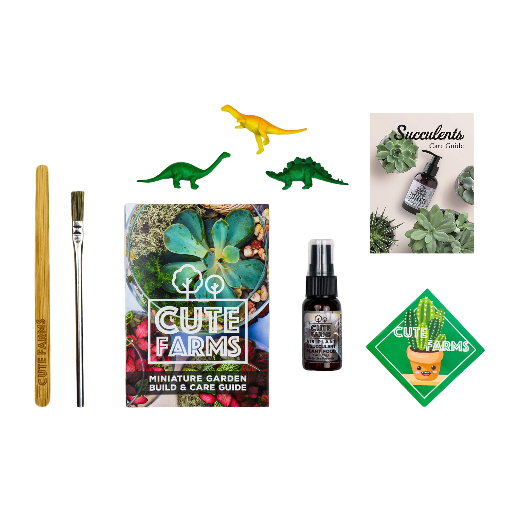 Cute Farms Terrarium Starter Kit | Moss, Vermiculite, Soil, Pebbles, Plant Food, Finishing Tools, Build and Care Guide | DIY Succulent Terrarium Kit for Adults and Kids (Large Kit + Live Plants)