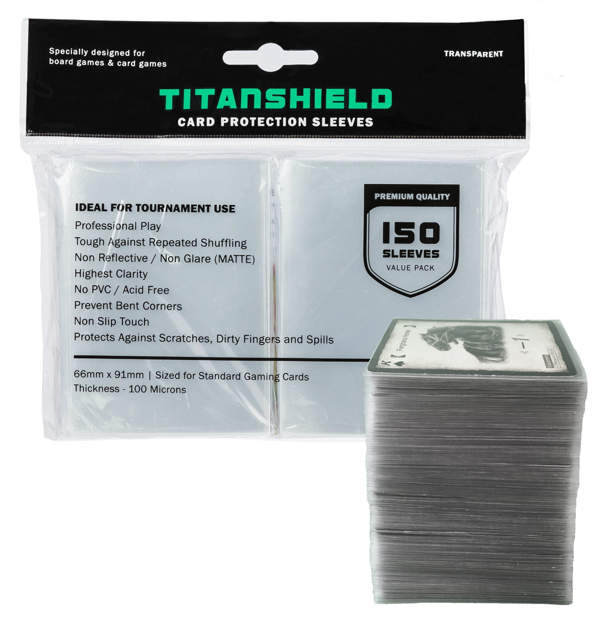 Clear Tarot Size Card Sleeves 70x120mm 150 Sleeves TitanShield