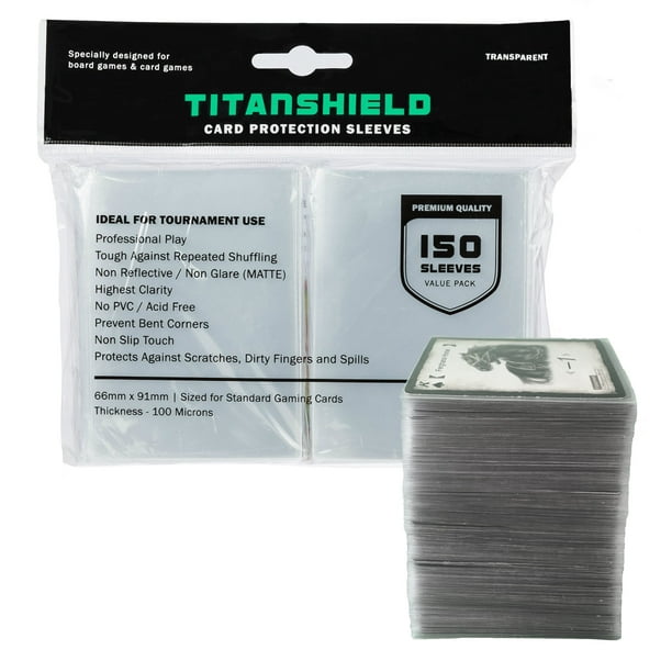 TitanShield (150 Sleeves / Clear) Standard Size Board Game and Matte Trading Card Sleeves Deck
