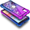 thumbnail image 4 of Nagebee Case for Alcatel TCL A3 (A509DL) / A30 with Tempered Glass Screen Protector (Full Coverage), Sparkle Glitter Liquid Bling Diamond [Ring Holder & Wrist Strap] Women Girls Case (Purple/Blue), 4 of 5