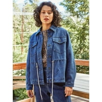 The Get 100% Cotton Women's Drawstring Denim Jacket (Various Size)