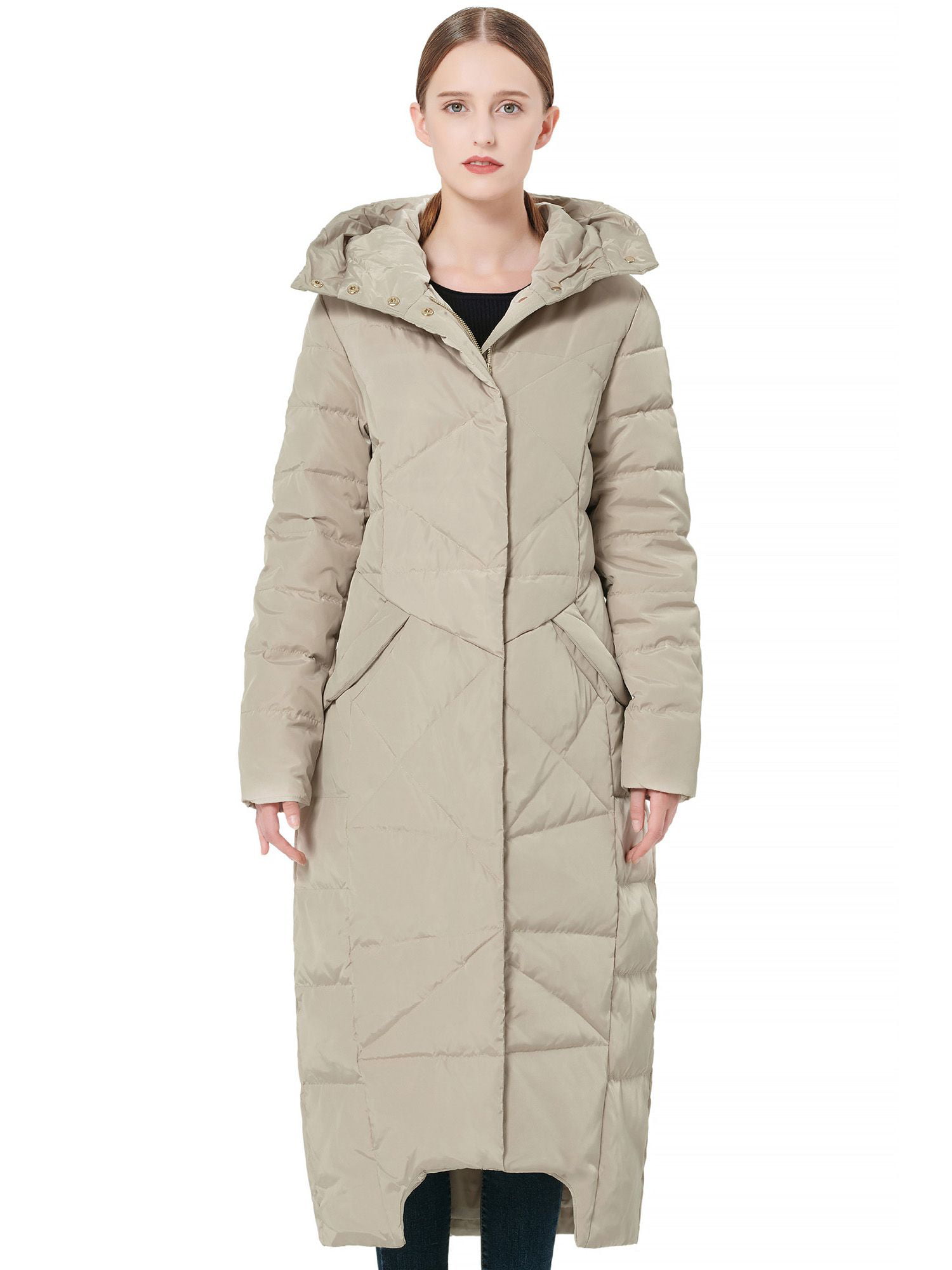 Orolay Women's Packable Down Jacket Winter Maxi Long Jacket with Hood ...