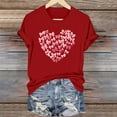 thumbnail image 2 of FDGIU Women's Valentine's Day Short Sleeve Shirt - Cute Heart Print Crew Neck Soft Casual Summer Top, 2 of 6