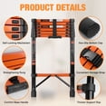 thumbnail image 3 of Telescopic Roof Ladder Heavy-Duty Stainless Steel 330 LBS Load Capacity, 3 of 6