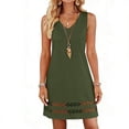 thumbnail image 5 of Uscallm Women's V Neck Sleeveless Mini Lace Boho Casual A-Line Party Dresses Summer Short Flowy Sundress, Green XL, 5 of 6