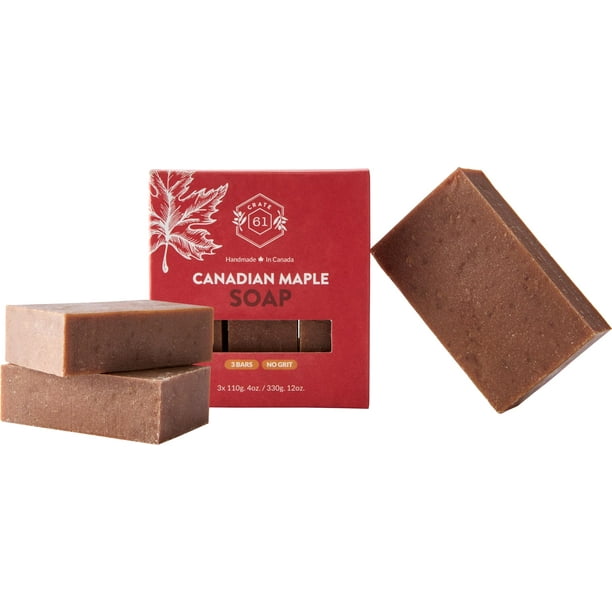 Crate 61 Jabón en barra natural hecho a mano en Canadá, a base de plantas, prensado en frío para rostro y cuerpo con aceites premium (arce canadiense)