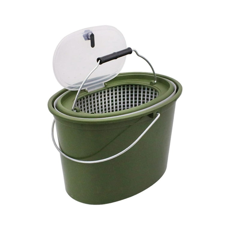 Figatia Live Fish Bucket Dual Baits Storage Barrel Breathable Sturdy Large Capacity Not Easy to Disengage Gear Fish Box for Caught Fish for Outdoor Medium