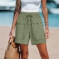 thumbnail image 6 of Cagogo Women Cargo Elastic Waist Bermuda Pants with Pockets Casual Loose Fit Vacation Beach Shorts Summer Travel Utility Trousers Relaxed Outdoor Wear, Army Green 2XL, 6 of 6