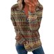thumbnail image 1 of ICHUANYI Clearance Women's Fashion Loose Turtleneck Print Zip Sleeve Sweatshirt Top Blouse(Coffee, M) ICHUANYI WER2023080710849, 1 of 4