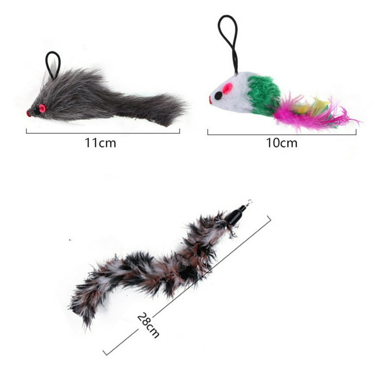 Oziral Cat Feather Toys, 10PCS Cat Toys with Super Suction Cup, Detachable  2PCS Cat Wand Toys & 6PCS Replacement Teaser Refills with Bell, Interactive