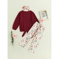 thumbnail image 3 of Toddler Baby Girls Fall Outfits Tie Cutout Long Sleeves Tops and Floral Pants Headband Set, 3 of 8