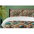 thumbnail image 3 of Ambesonne Rustic Duvet Cover Set, Southwestern Square Feathers, Queen, Turquoise Cocoa and Redbrown, 3 of 6