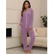 thumbnail image 2 of Conjunto de pijama ZMJ para mujer, manga larga, color lavanda, 2 piezas, talla S, 2 of 7