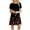thumbnail image 2 of Lolmot Floral Dress for Women Summer Dresses Beach Casual Shirt Dress Plus Size Floral Short Sleeve O-Neck Loose Flowy Sundresses, 2 of 5