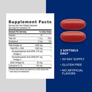 GNC Triple Strength Fish Oil Plus CoQ10 Omega 3 Supplement, 1000mg EPA and DHA, 100mg CoQ10, Heart and Circulatory Health, Plus Skin, Joint, Brain, and Eye, Coated to Control Fishy Burps, 30 Servings