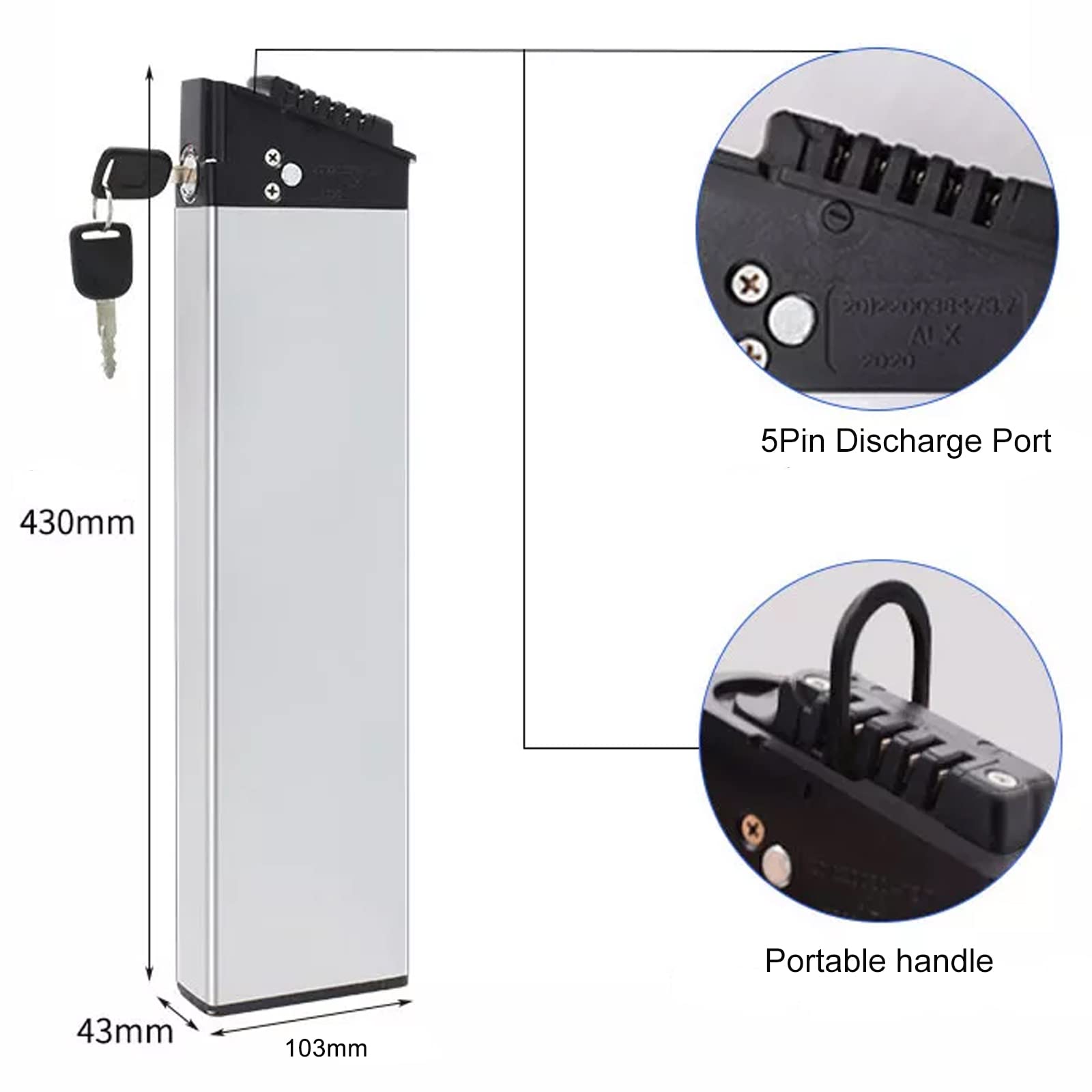 FcotMiue Ebike Replacement Battery Pack 48V 14Ah 672Wh DCH006 Folding Electric Bicycle Lithium Batteries w/Charger for Engwe EP-2 Pro Samebike LO26 20LVXD30 Foldable ebike